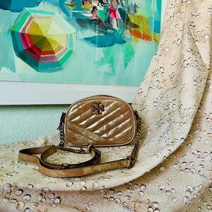 Tory Burch Gold Leather & Chain Crossbody – Holiday Party Ready